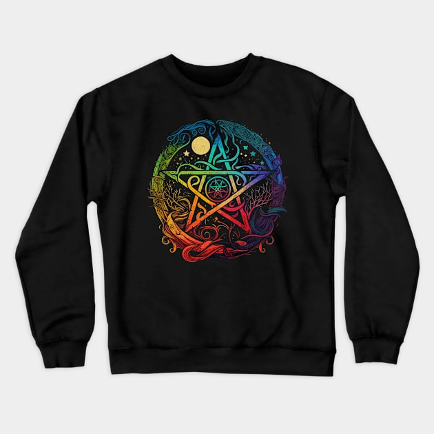 Elemental Wheel of Wicca Crewneck Sweatshirt by bestcoolshirts